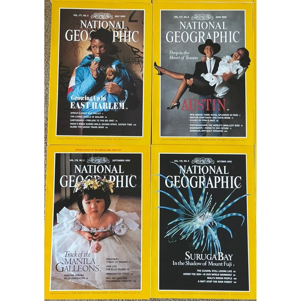 Lot of National Geographic‎ Magazines 1990 lot of 12 full set Jan-dec